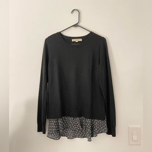 Loft relaxed fit black sweater with trim